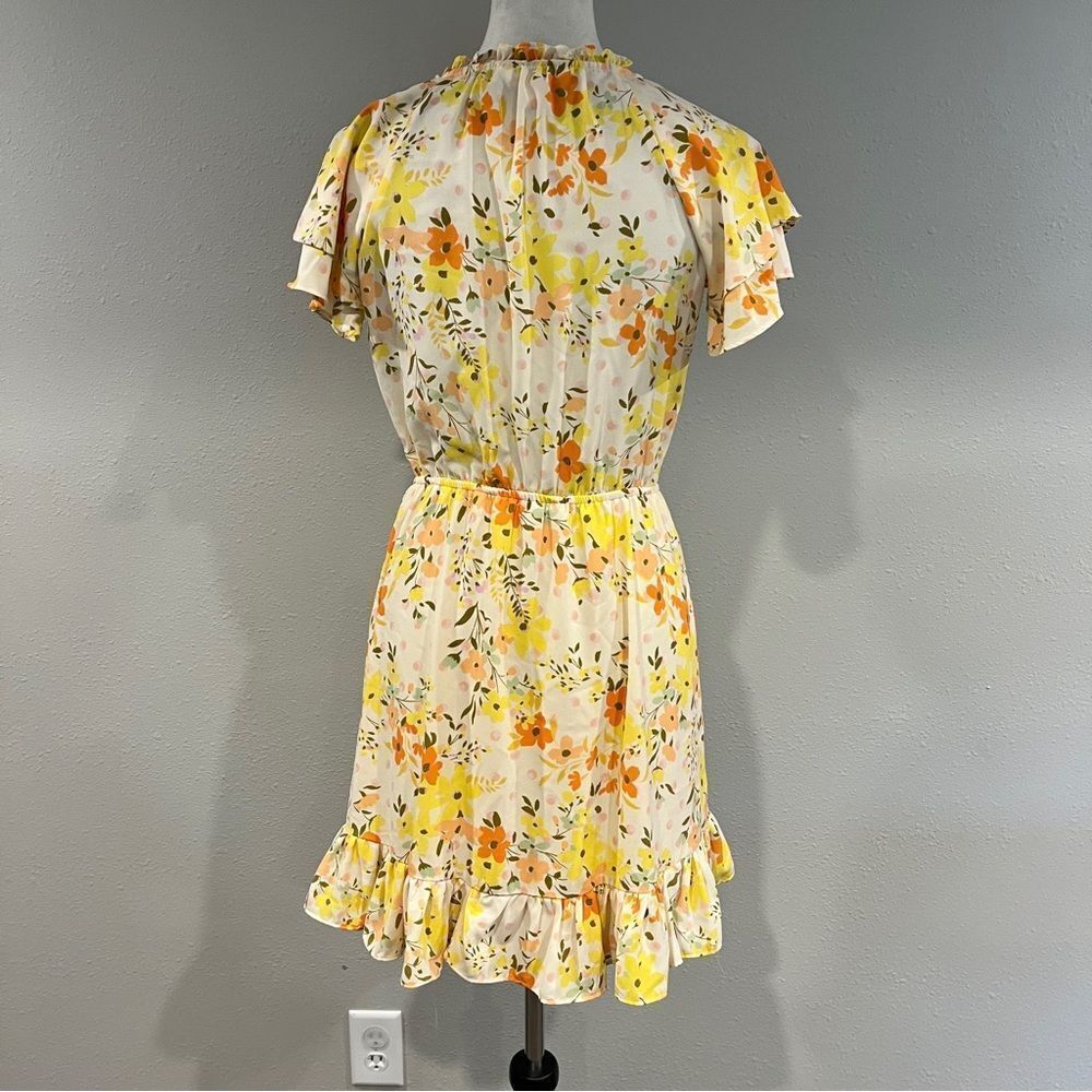 LC Lauren‎ Conrad Floral Ruffle Hem short sleeve mini Dress size XS - Picture 6 of 13